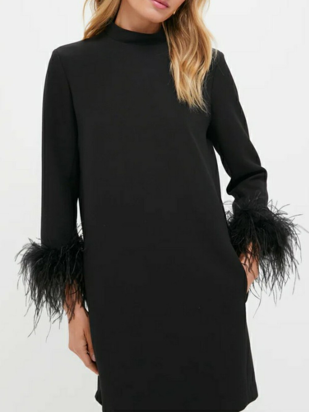 $298 Tuckernuck ELLIE feather Trim Dress M